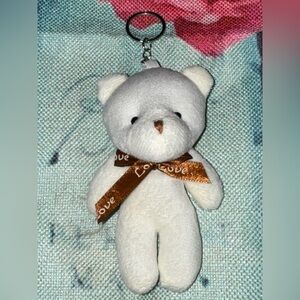 Teddy Bear NEW Cute Plush Keychain Bag Charm Key Ring With Love Ribbon Bow